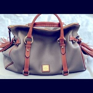 Large Dooney & Bourke Gray Pebble Leather Satchel! Excellent Condition!